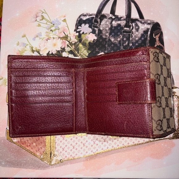 Gucci Marmont Signature GG Wallet Brown Leather Trim And Tan Canvas in Bag EUC 🚩 - Picture 5 of 10